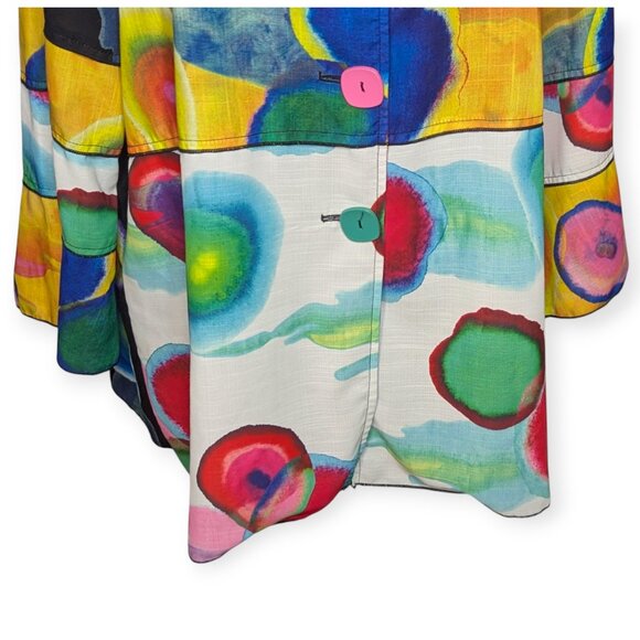 Dana White Coats Vibrant Abstract Button-Up Long Sleeve Blouse Size Large - Picture 4 of 13